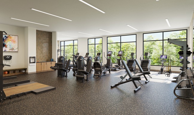 a gym with exercise equipment